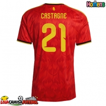 Camisa de Futebol Bélgica Timothy Castagne #21 Equipamento Principal Mundo 2026 Manga Curta